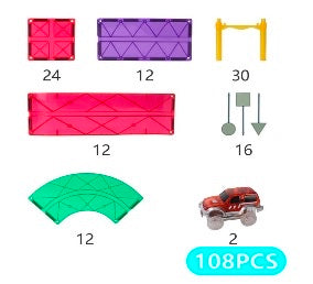 Magnetic Car Track Set 108 Piece