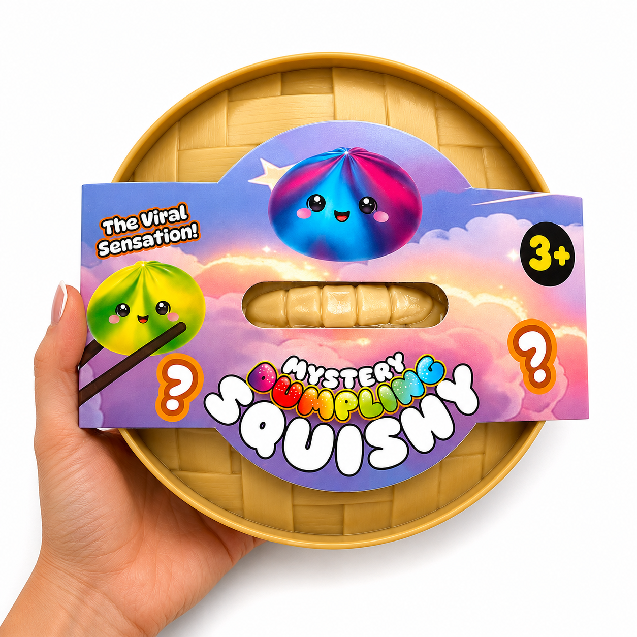 MEGA Mystery Viral Dumpling Squishy 16cm Rainbow Tie Dye
