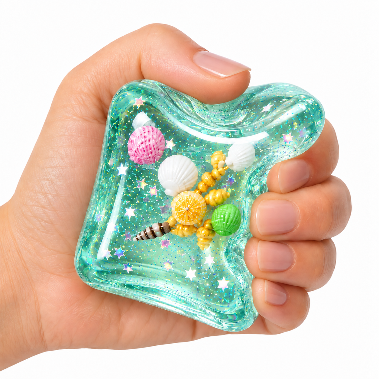 Floating Shell Cube Squishy - Green Tint