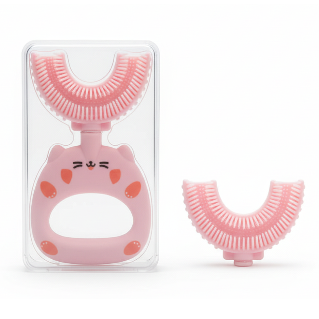 Cat U-Shaped Toothbrush - Toddler Pink