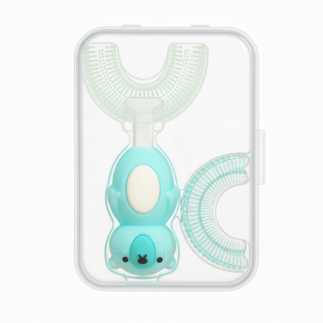 Bear U-Shaped Toothbrush Toddler - Aqua