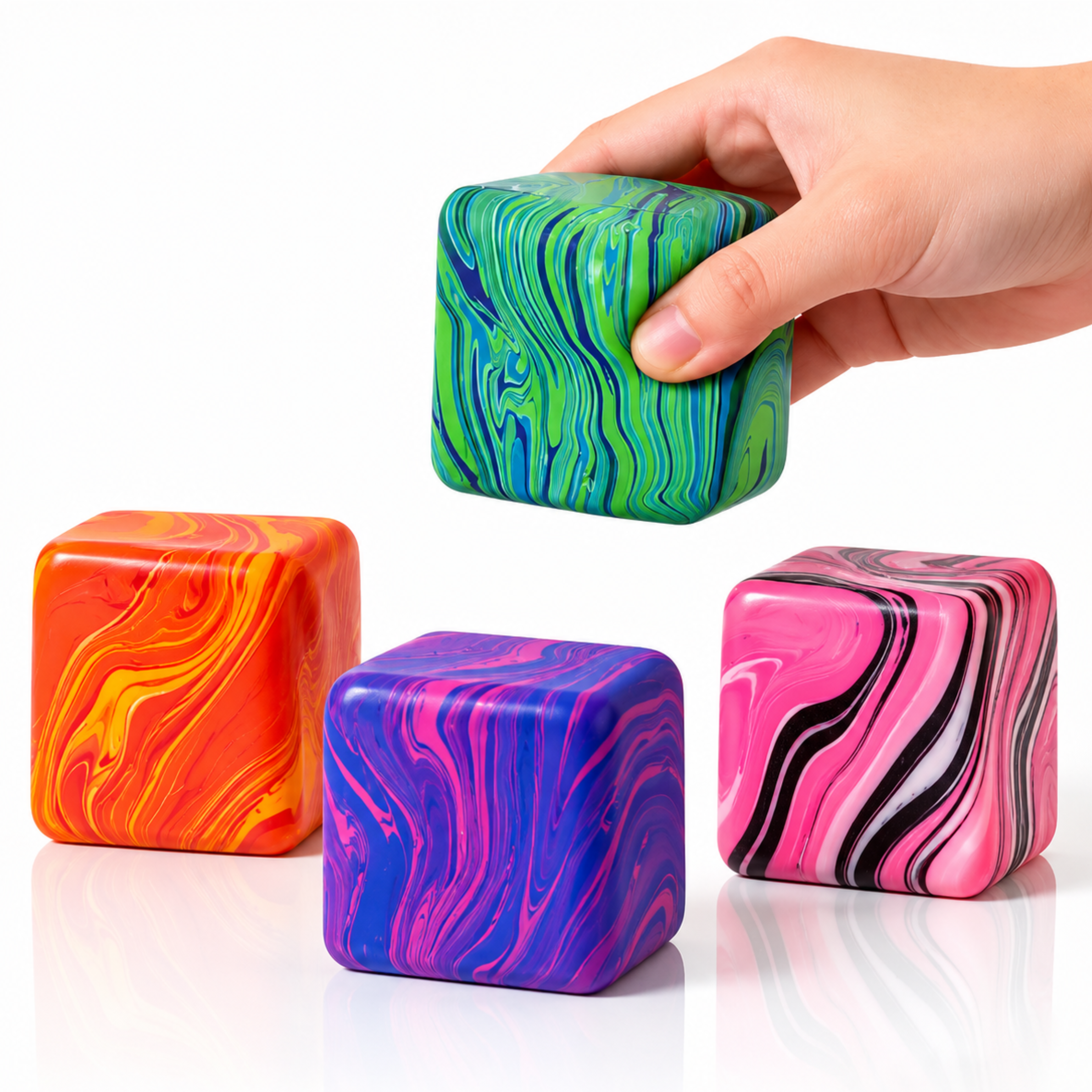 Jelly Cube Squishy - Swirl Cube 3 Pack