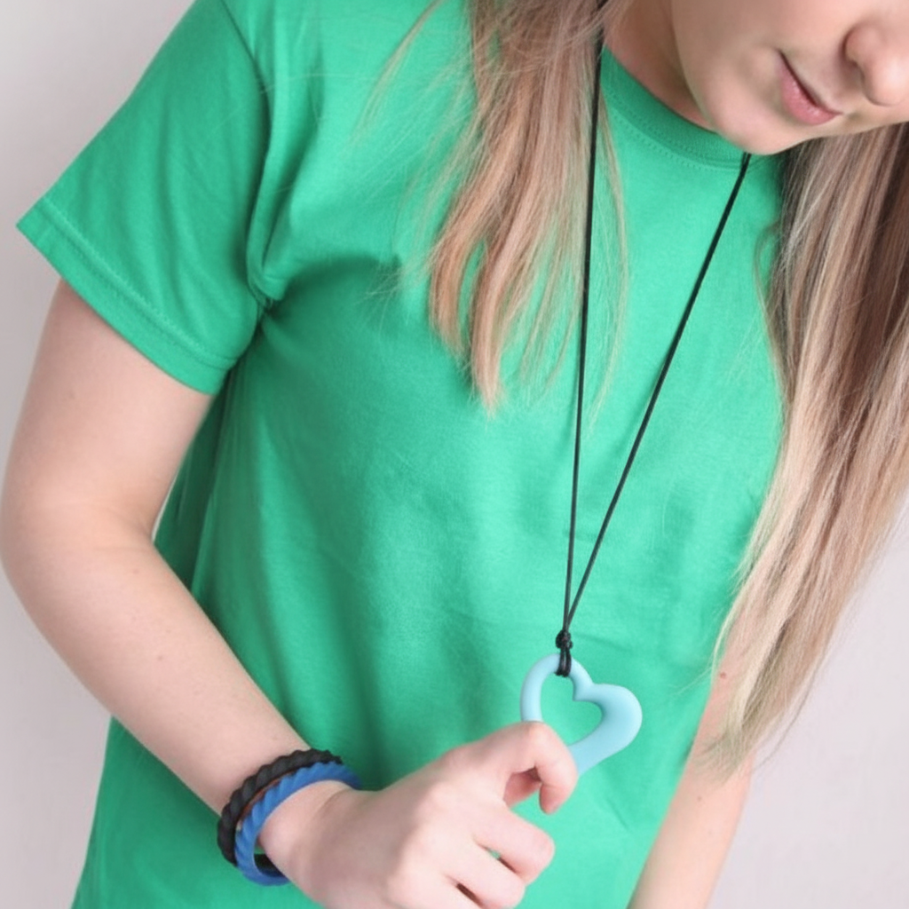 Heart Outline Sensory Chew Necklace - Free Hygiene Case